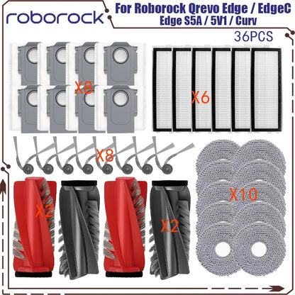 Compatible with Roborock Qrevo Edge / EdgeC / Edge S5A / 5V1 / Curv Vacuum Parts Main Roller Side Brush Hepa Filter Mop Cloth Dust Bag