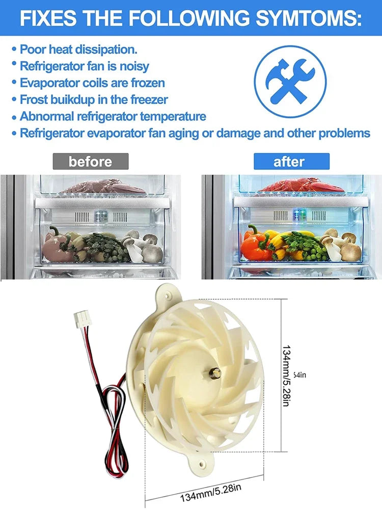 Replacement Refrigerator Fan Motor Compatible with Samsung DA31-00342A / RS27T5200SG / RS22T5561SR / RS22T5201SR / ARES2130RA