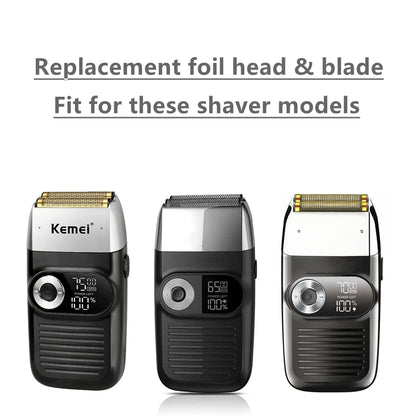 REPLACEMENT BLADE FOIL & CUTTER HEAD Compatible with KEMEI KM 2026 ELECTRIC SHAVER NET SHAVING RAZOR PARTS ACCESSORIES