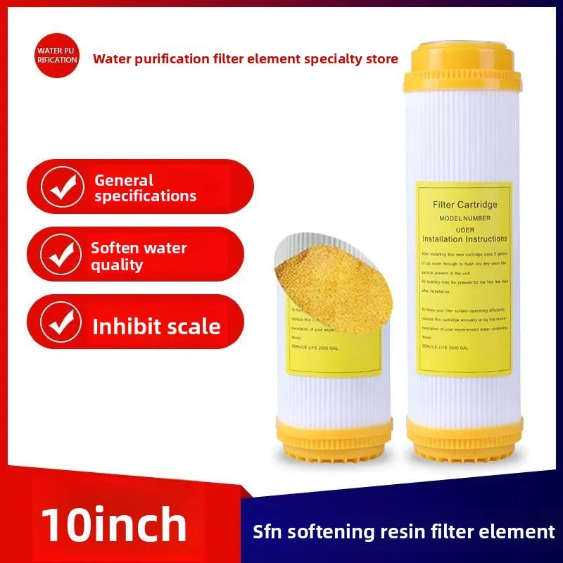 10" x 2.5" Water Softener Filter Cartridge, Ion Exchange Resin for Home RO System, Hard Water Scale Remover