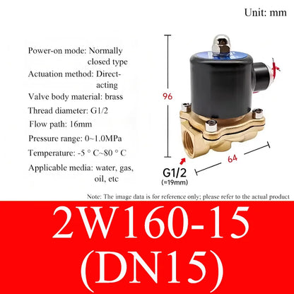 2W Small Solenoid Valves Water Valves Pneumatic Control Valves DN8/10/20/50 Normally Closed 12V 24V 220V 110V For Water Oil Air