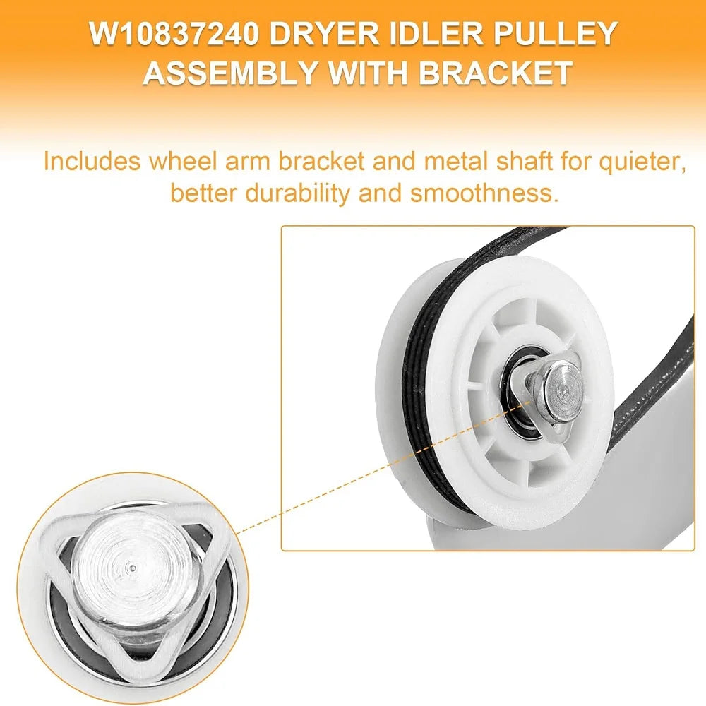 4392067 Dryer Repair Kit and W10837240 Dryer Idler Pulley for Maytag Bravos Compatible with Whirlpool Duet Kenmore Elite Dryers