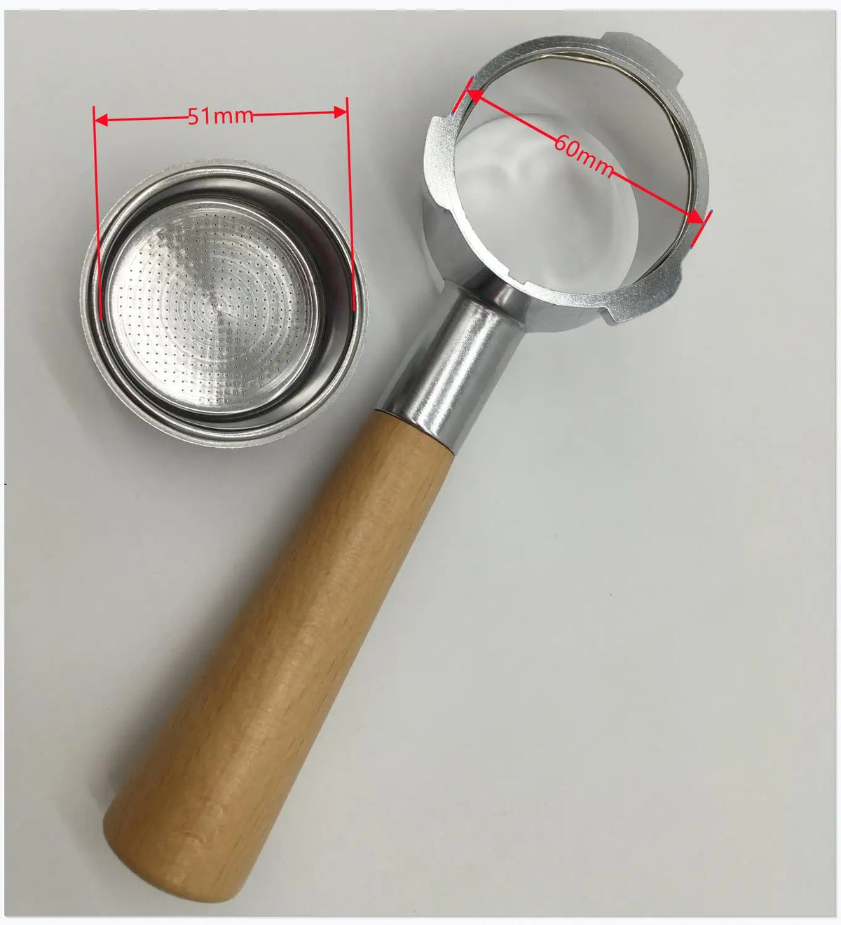 51mm Bottomless-filter Holder Portafilter out 60mm 15-20bar for Espresso Coffee Maker Parts