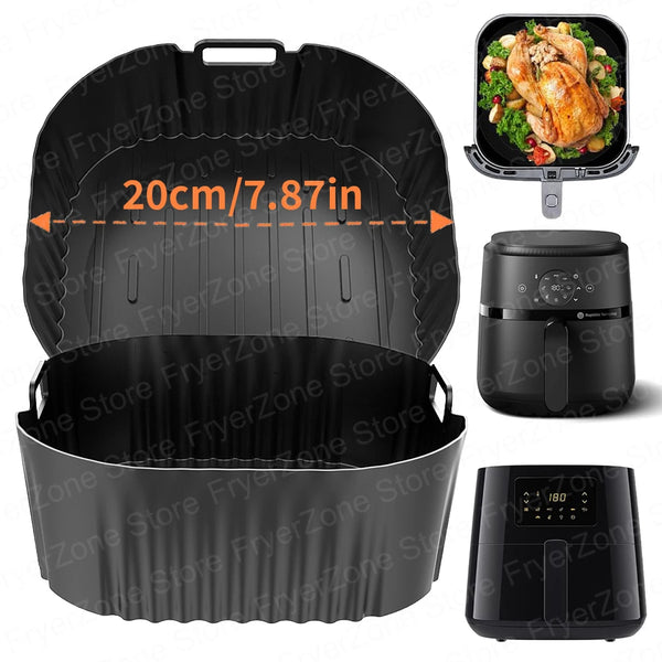 20cm Square Silicone Mould for Philips 2000 Series NA229/00 4.2L COSORI Airfryer 3.8 - 4.7L Reusable Airfryer Accessoires