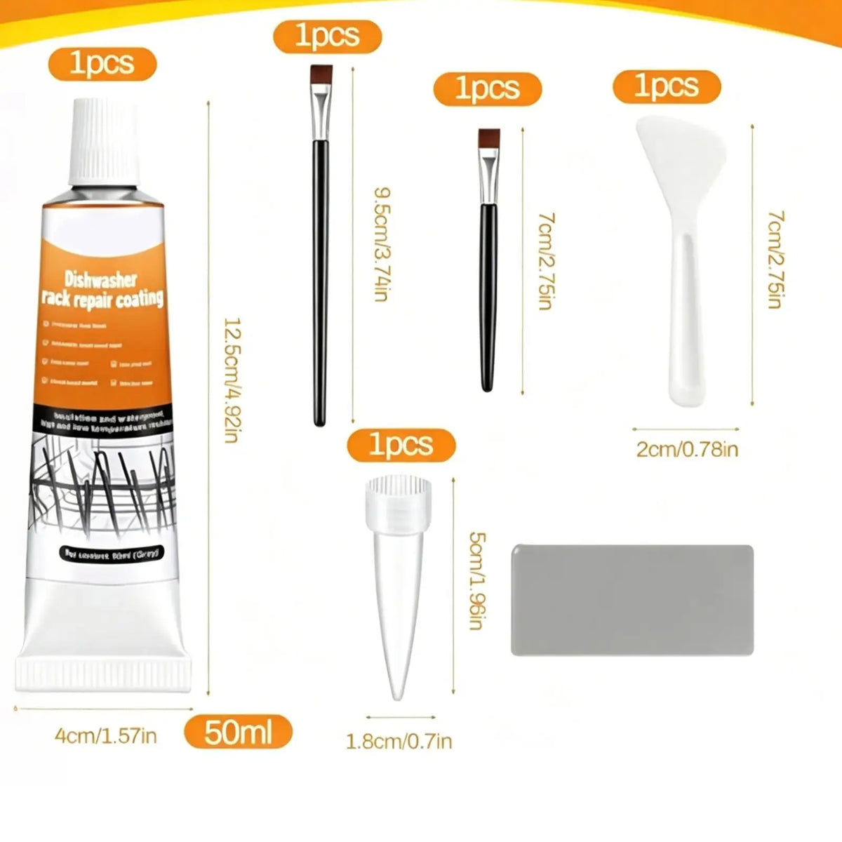 Dishwasher Rack Coating Repair Kit 50ml Long-Lasting Coating Gel with 2 Brushes Dishwasher Rack Repair Adhesive for Home Kitchen