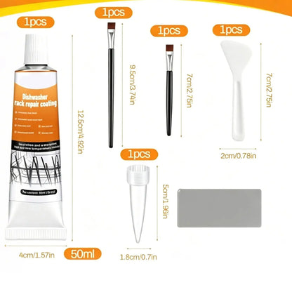 Dishwasher Rack Coating Repair Kit 50ml Long-Lasting Coating Gel with 2 Brushes Dishwasher Rack Repair Adhesive for Home Kitchen
