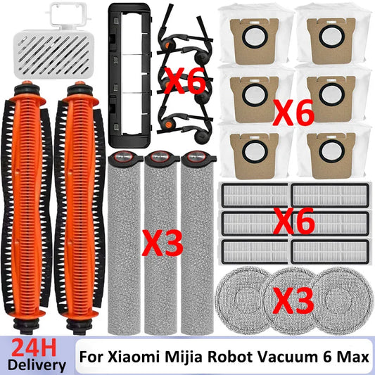 Compatible with Xiaomi Mijia Robot Vacuum 6 Max/ PV11CN Vacuum Cleaner Replacemen Main Roller Brush Filter Dust Bag Roller Mop
