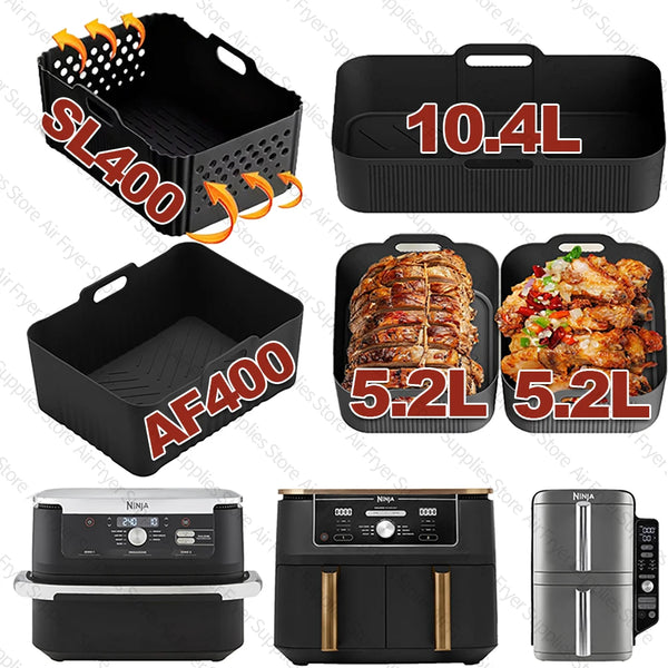 Non-Stick Reusable Silicone Air Fryer Liner for Ninja AF500/AF400/SL400 Heat Resistant Easy Clean Air Fryer Accessory