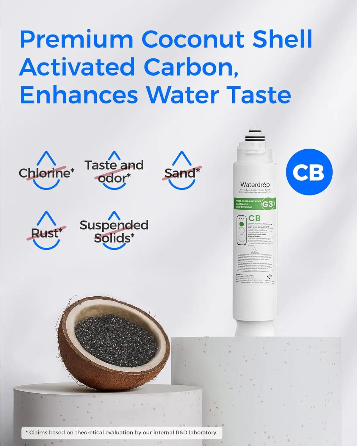 Waterdrop G3-2CFCB Filter, Replacement for Waterdrop G3-W & G3P600 & G3P800 Reverse Osmosis System