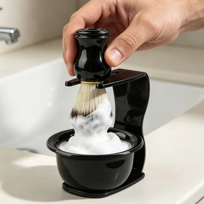 Shaving Brush, Bowl & Stand — 3-Piece Set
