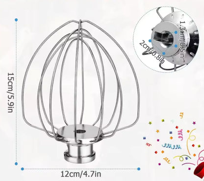 KN256WW Stainless Steel 6 Wire Whip for 5-6 Quart KitchenAid Bowl-Lift Stand Mixer,Egg Cream Stirrer, Cakes Mayonnaise Whisk
