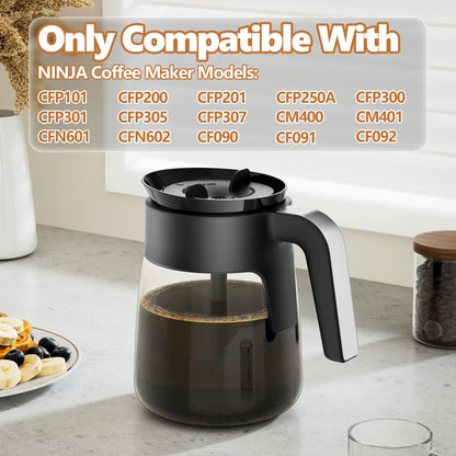 12 Cup Coffee Pot Replacement Compatible with Ninja Coffee Maker Glass Carafe for Ninja with Brew-Through Lid, , Dishwash