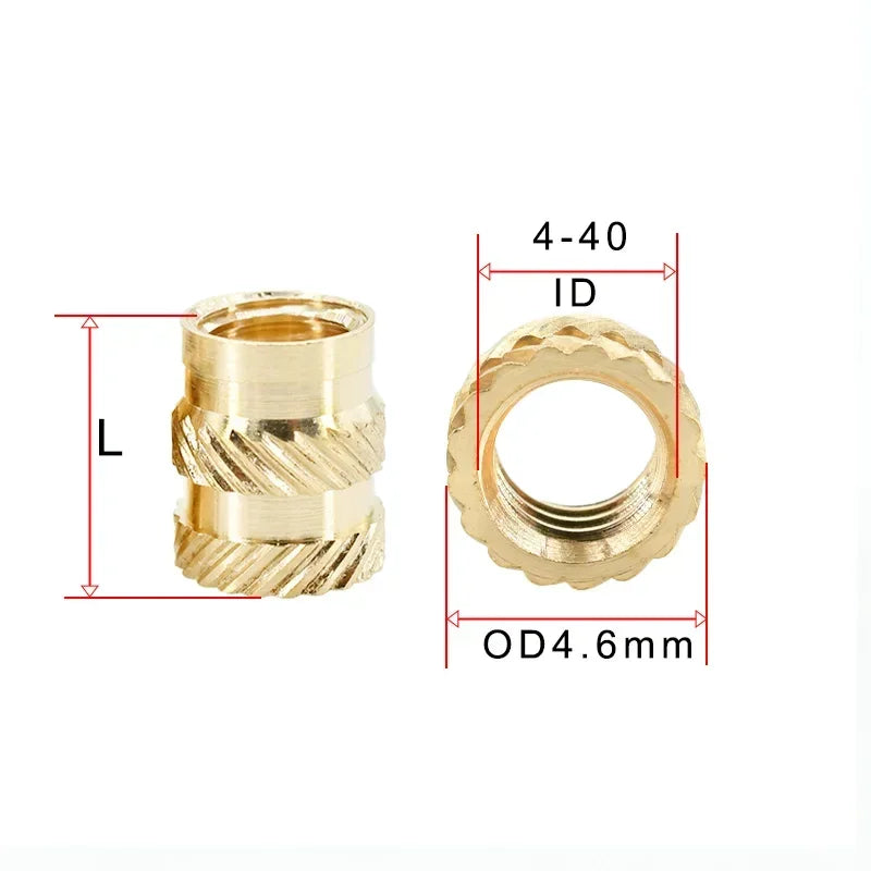 1/4 2-56 4-40 6-32 8-32 10-32 Hot Melt Heat Brass Copper Insert Nut Inch Size Nutsert Threaded Nuts Inserts Insertnut Embedded