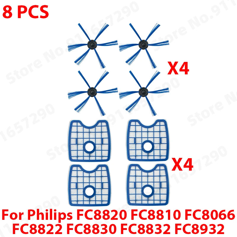 HEPA Filter Screen Side Brush Compatible with Philips FC8820 FC8810 FC8066 FC8822 FC8830 FC8832 FC8932 Robot Vacuum Cleaner Accessories