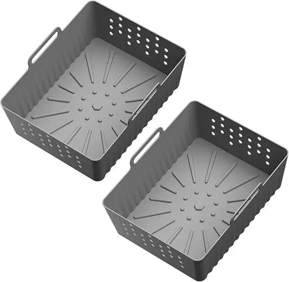 2PCS Air Fryer Silicone Liners Silicone ReusableVentilated Design Homemade Roast Chicken Fries Bread for Ninja SL401/SL400 Tools