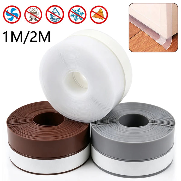 4 Color 1-2M Length Door Sealing Bar Window Sealing Tape Window Door Bottom Self Adhesive Silicone Rubber Seal Weathering Strip