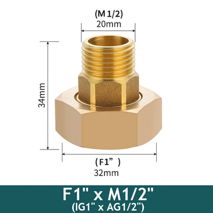 Brass Pipe Fittings Water Meter Pump Union Adapters Male/female Threaded 1/2" 3/4" 1" 1-1/2" Bsp Pipe Fitting With Seal Washer