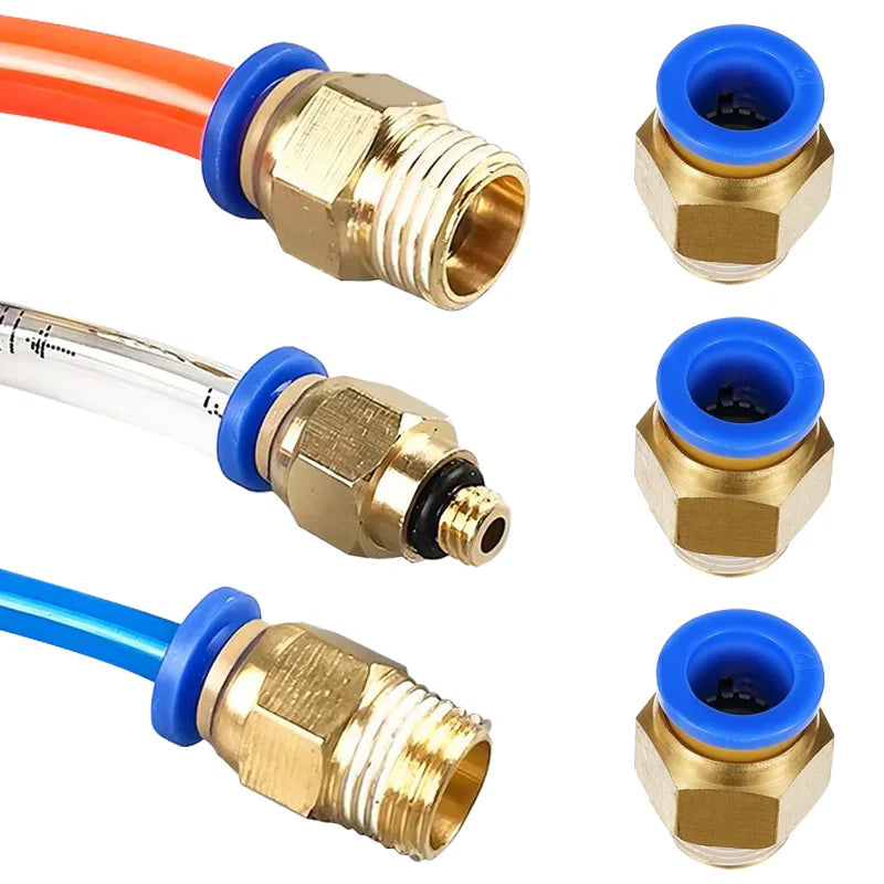 5Pcs PC 4mm/6mm/8mm/10mm/12mm M5 Thread Hose Fittings Pipe Quick Connectors PC Pneumatic Air Connector Fitting