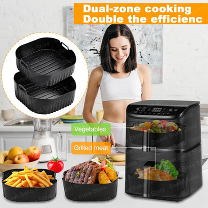 Hot Air Fryer Accessories for Cosori Turbo Tower 10.8L Double Stack, AirFryer Baking Paper & Silicone Mould (6.5L & 4.3L)