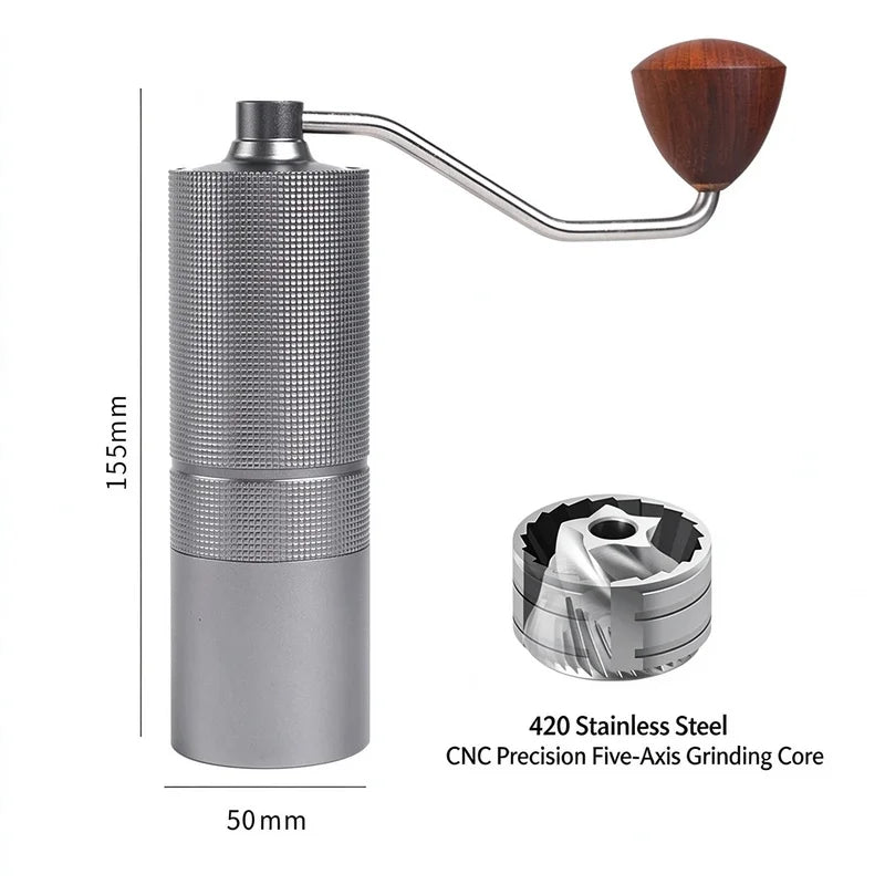 Pin ChuangAdjustable hand-cranked coffee grinder, CNC5-star steel core portable manual coffee grinder