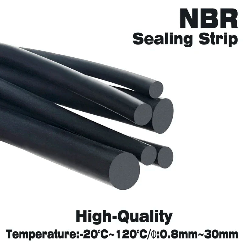 NBR Black Rubber Strip Seal OD0.8~10mm Nitrile Sealing Rope Solid Round Strip