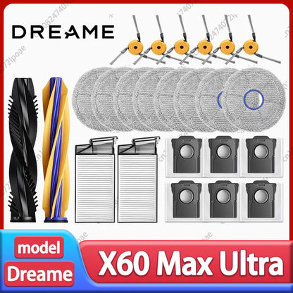 Dreame X60 Max Ultra Accessories Main Side Brush HEPA Filter Mop Cloths Dust Bag Vacuum Cleaner Replacement Spare Parts