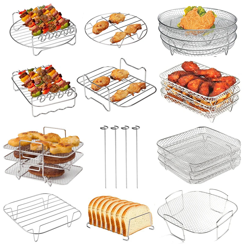 8 inch Air Fryer Racks, Air Fryer Accessories, Baking Rack,Round Stackable Grill, Fit All Airfryer 4.2Qt - 5.8Qt