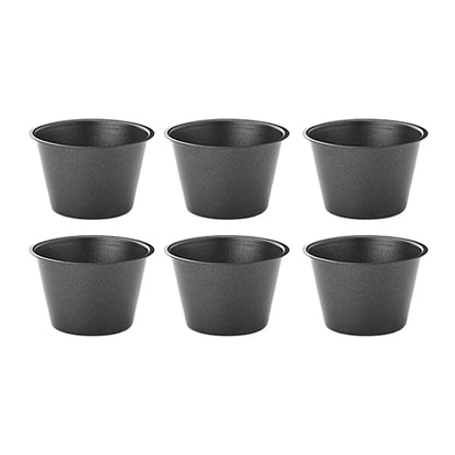 6-Pack Carbon Steel Muffin Pan Non-Stick Round Egg Tart Molds For Air Fryer And Oven 100ml/200ml Cake Baking Cups