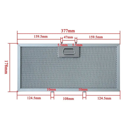 Aluminized Grease Filter Designed for 377x178mm Range Hood Openings to Assist in Reduction and Maintain Proper for exhaust Flow