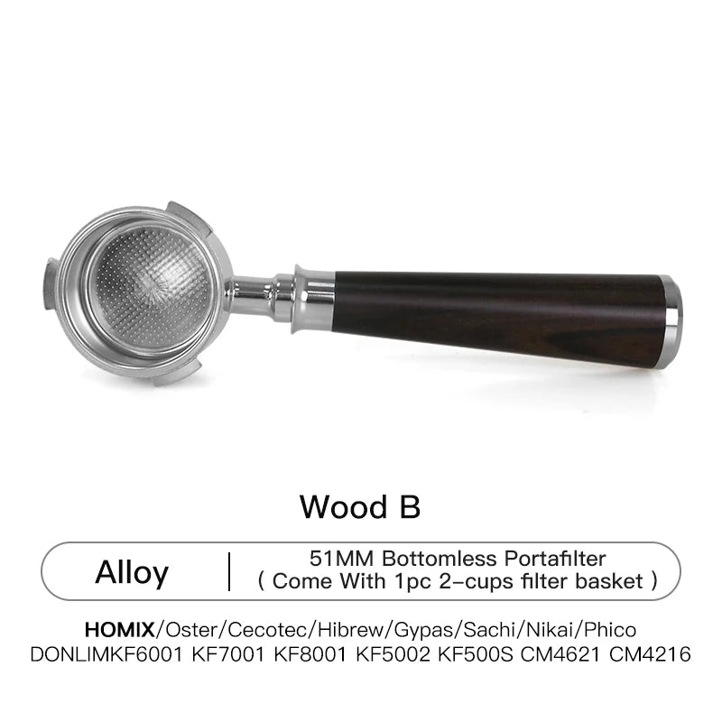 51mm Coffee Bottomless Portafilter With Filter Basket For Homix H11 Oster Cecotec Hibrew Espresso Machine Handle Cafe Tools