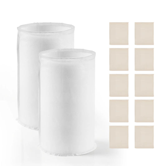 SucceBuy Brew Bags 2PC Nylon Material Grain Bag 10PCS Natural Cotton-Linen Hop Bag Only for Our Automatic Beer Brewer