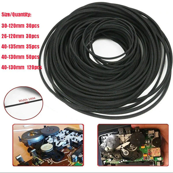 30-120pack Mix Replacement Rubber CD DVD Rubber Belt Turntable Assorted Strap Cassette Tape Recorder Cassette Tape