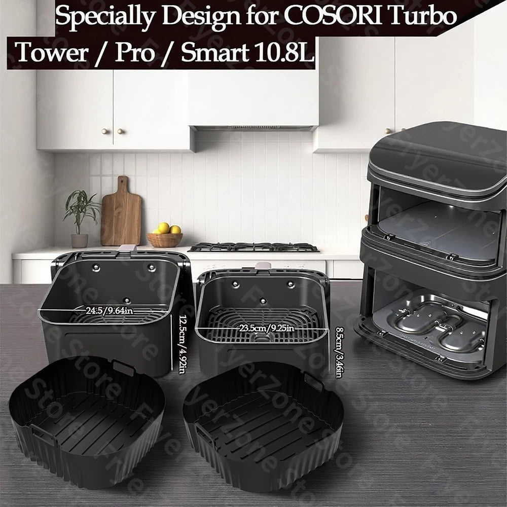 Silicone Mould for Cosori 10.8L - 2 Chamber Double Stack Airfryer Accessories, Hot Air Fryer Mould Specially Designed