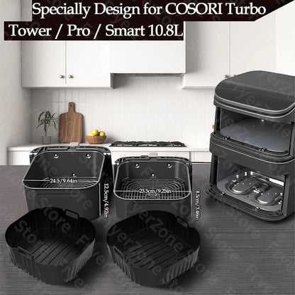Silicone Mould for Cosori 10.8L - 2 Chamber Double Stack Airfryer Accessories, Hot Air Fryer Mould Specially Designed