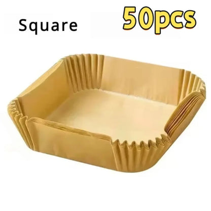 Square Air Fryer Paper Liners Disposable Non-Stick Parchment Paper, Thick Oil-proof Baking Paper for Air Fryer Oven Kitchen