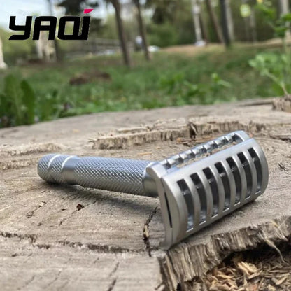 YAQI KNIGHT-HELMET Razor Head Stainless Steel Handle DE Safety Razor for Men