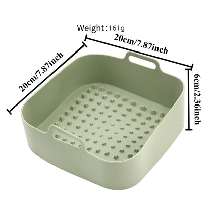 Square Air Fryer Silicone Pot Liner Food‑Grade Reusable Non‑Stick Basket with Handles Air Fryer Baking Cooking Accessories