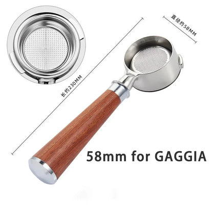 58mm Filter for GAGGIA Coffee Machine Bottomless Coffee Portafilter Home Espresso Solid Wood Handle Barista Tool