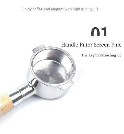 51mm Coffee Basket Delong ECO310 Mmodified Solid Wood Handle Two Ears Stainless Steel Bottomless Portafilter Barista Accessories