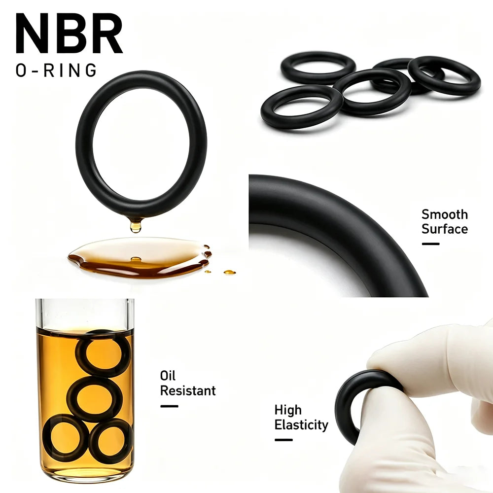 225Pcs Nitrile Rubber Round Sealing Gasket CS 1.9mm OD6-30mm Corrosion Car Plumbing Faucet O-ring