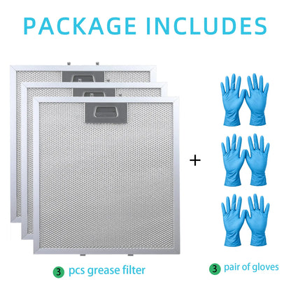 3pcs Metal Range Hood Filter W10169961a 305×267mm/12×10.5 in Kitchen Oil Filter Compatible with Whirlpool, Kitchen Aid