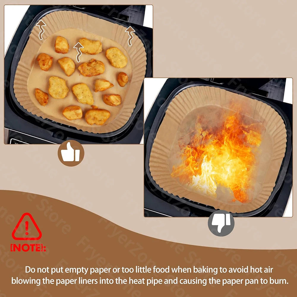 Disposable Air Fryer Parchment Liner for Ninja AG301 Grill/AF141 Pro 4-in-1, Square Air Fryer Sheet for 5-8 Qt Ninja Foodi Grill
