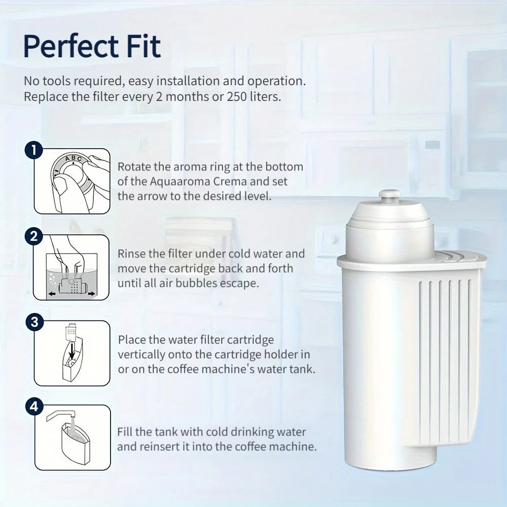 6 Pcs Water Filter Compatible with Siemens EQ Series Fully Automatic Coffee Machine EQ6 EQ9 EQ700 Replacement for Brita Intenza Water Filter
