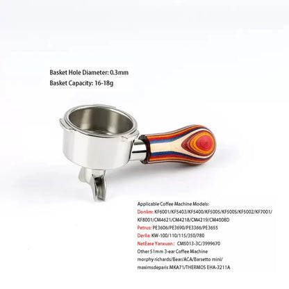 51mm 3-Ear Bottomed Portafilter for Donlim/Homix/Gypas//Sachi Espresso Machines, 304 Stainless Steel Coffee Handle with Basket