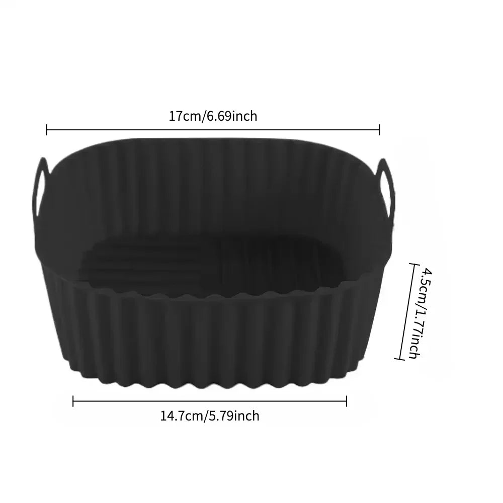 Square Silicone Air Fryer Liners Reusable Non Stick Baking Mat for 4 to 7QT Fryer Oven Microwave Kitchen Baking Use