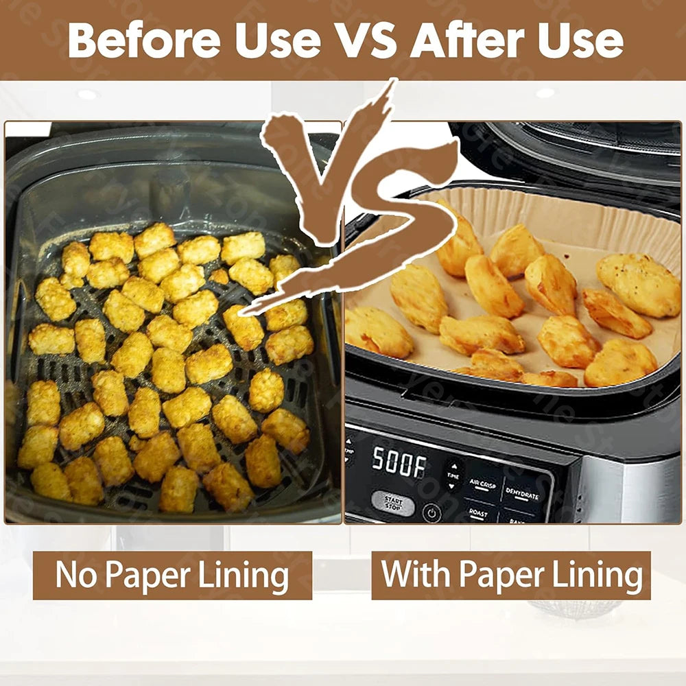 Disposable Air Fryer Parchment Liner for Ninja AG301 Grill/AF141 Pro 4-in-1, Square Air Fryer Sheet for 5-8 Qt Ninja Foodi Grill