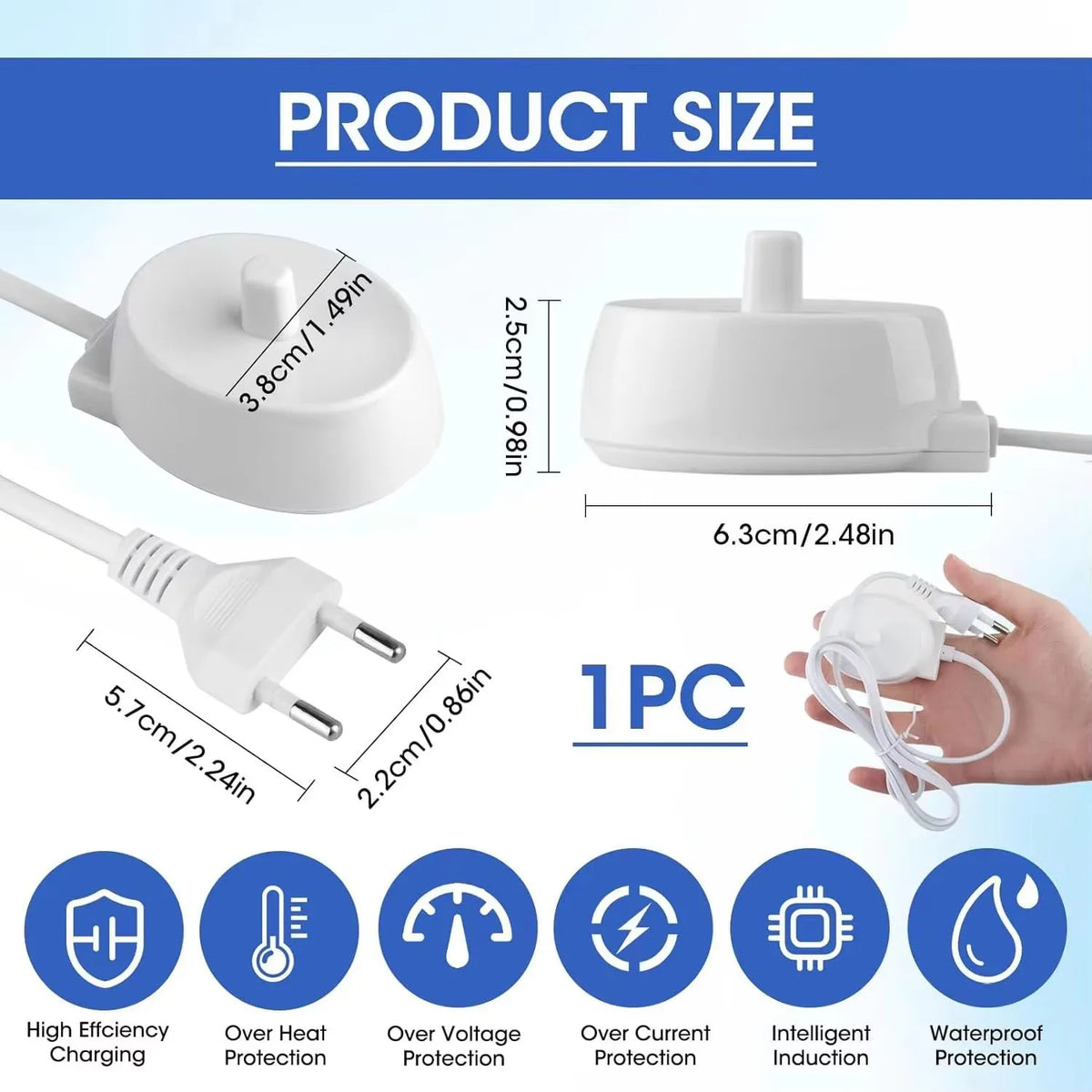 Replacement Toothbrush Charger Compatible with Braun / Oral-B 1000 / 3000 / 5000 / 7000 / 7500