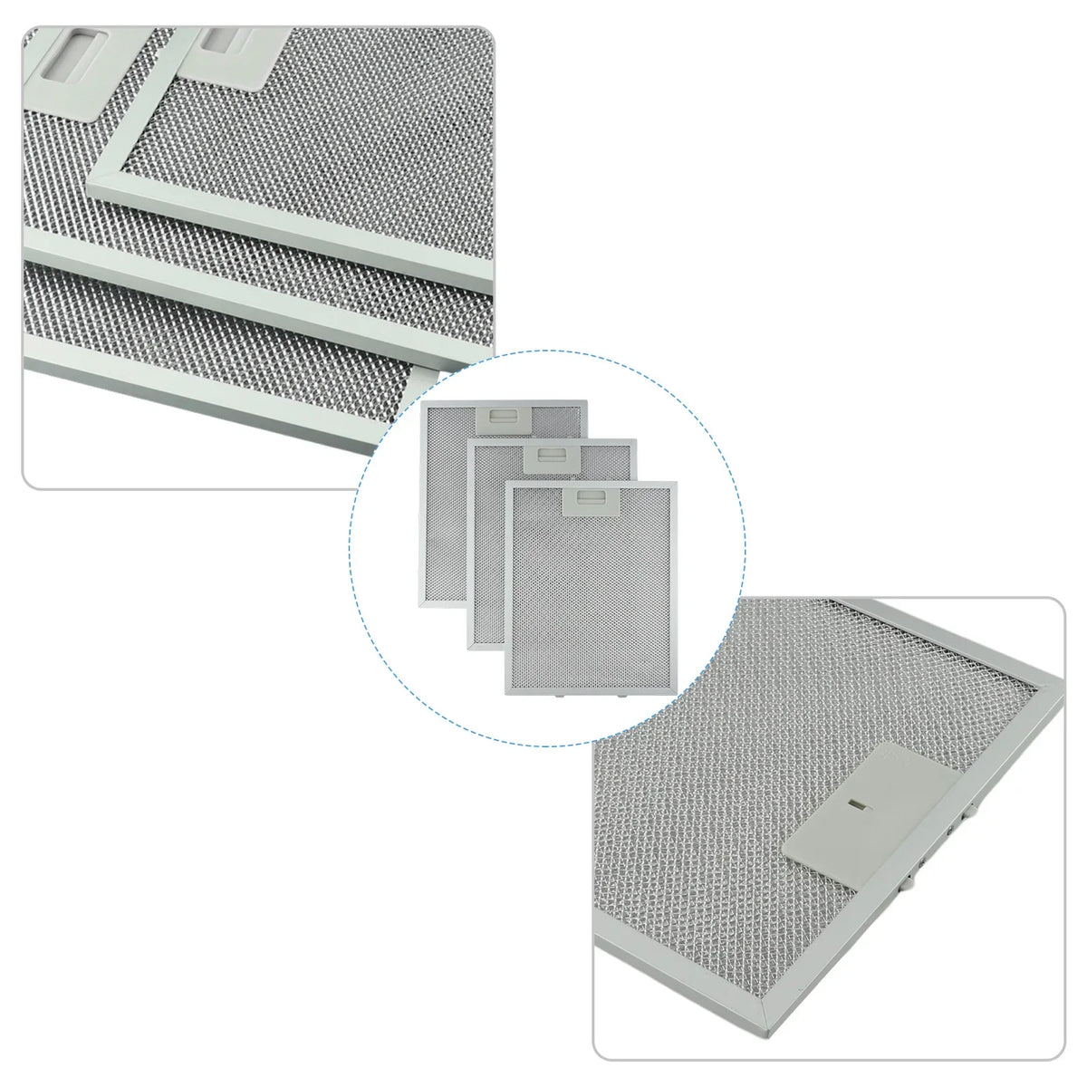 3pcs Aluminum Cooker Hood Metal Grease Filters Metal Mesh Extractor Vent Filter 310x250x9mm Kitchen Accessories