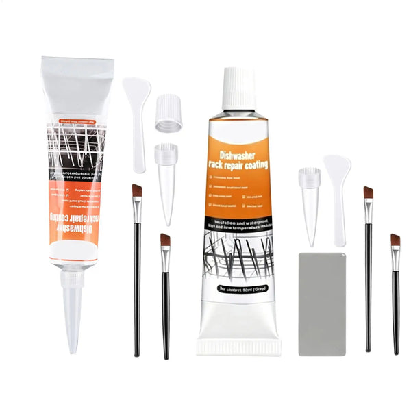 Dishwasher Rack Coating Repair Kit 50ml Long-Lasting Coating Gel with 2 Brushes Dishwasher Rack Repair Adhesive for Home Kitchen