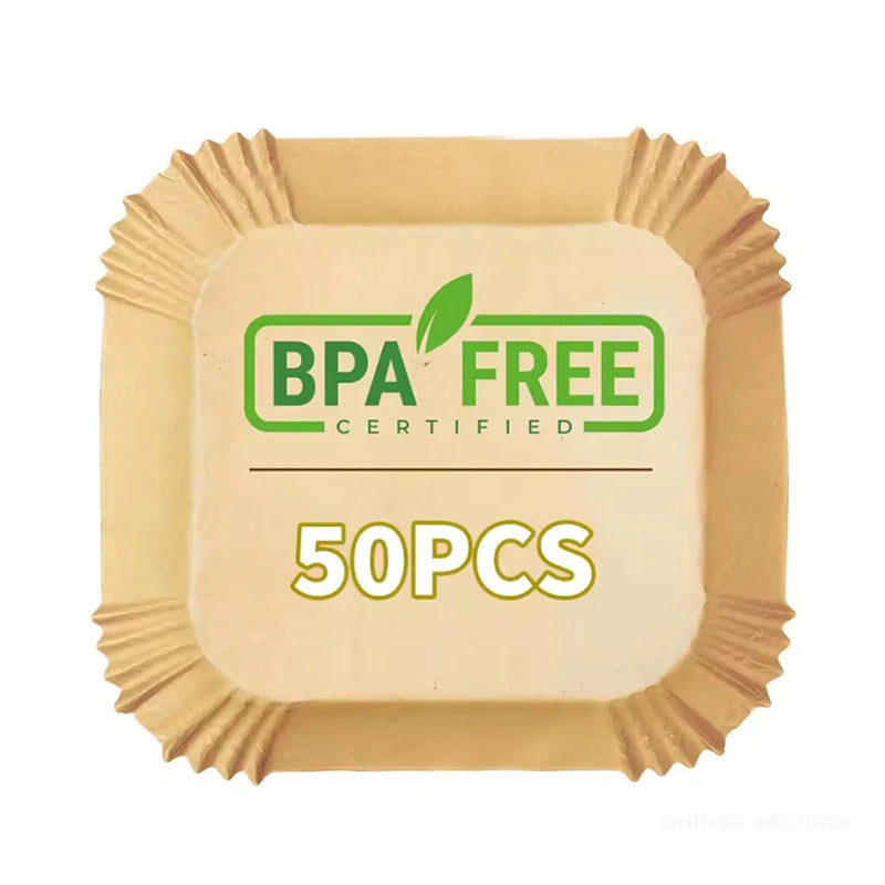 Baking Paper 20 x 20 cm, Air Fryer Paper Liner Unbleached, Non-stick Square Paper Liners, Air Fryer Baking Paper for 4.5-8 L